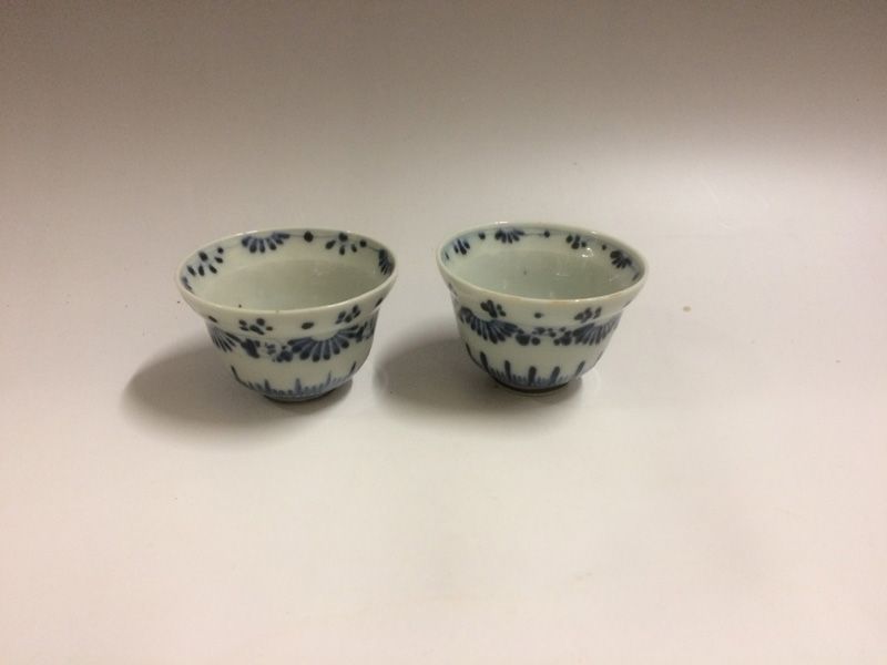 セール！・ ★明治期★　  伊万里　染付　松竹梅　小碗　2個組 セール！・ ☆明治期☆ 伊万里染付松竹梅小碗2個組