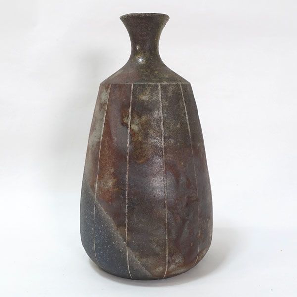 丹波立杭焼 清水一二作 花器 丹波立杭焼 清水一二 丹波線紋 花入 ギフト