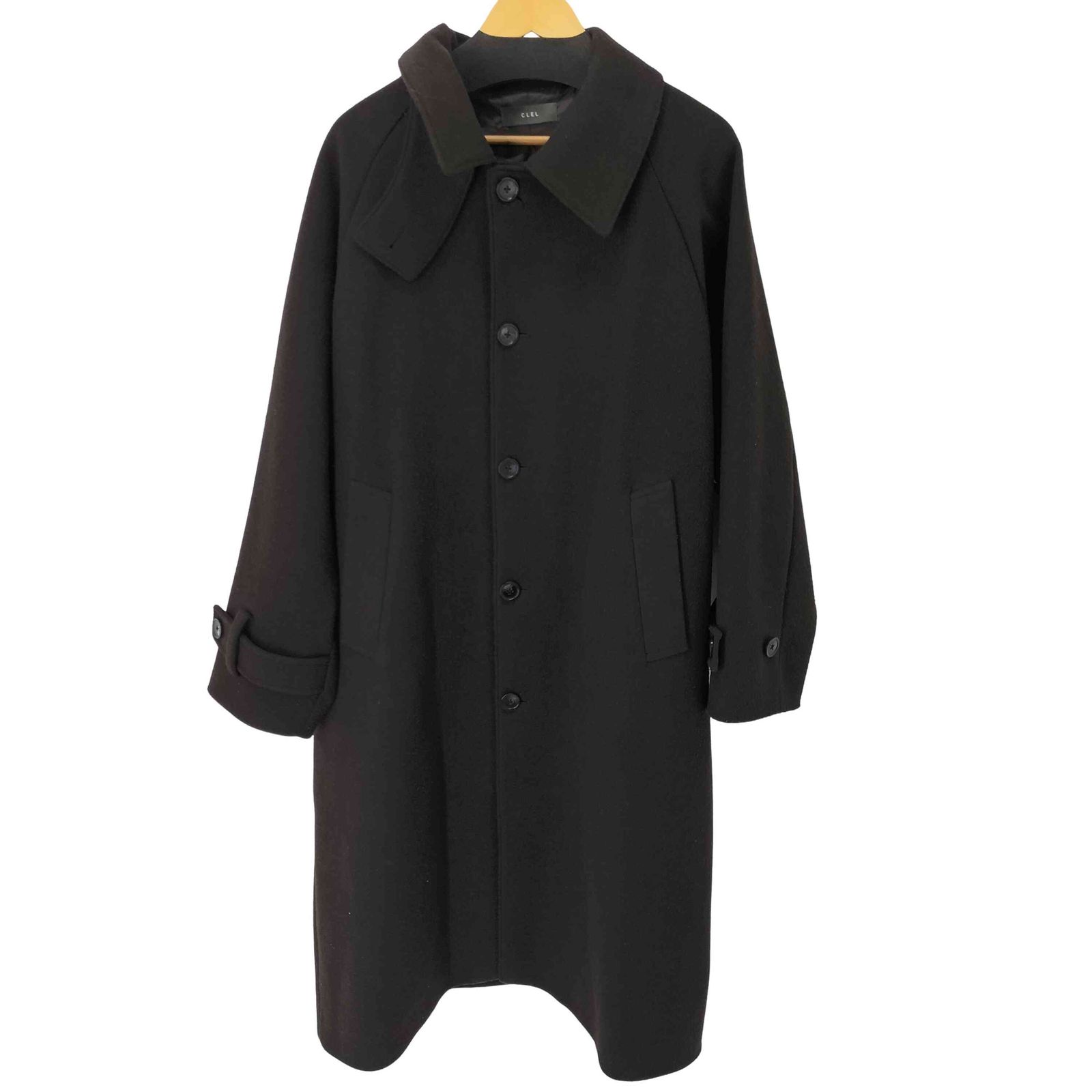【新品未使用】CLEL テックメルトン ルーズステンカラーコート S ブラック CLEL】Tech Melton Loose Soutien Collar Coat/テックメルトン ルーズ