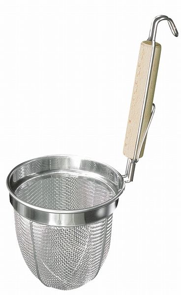 石浜金物工業 18-8 木柄 丸底うどん揚げ フジボシ 0195800