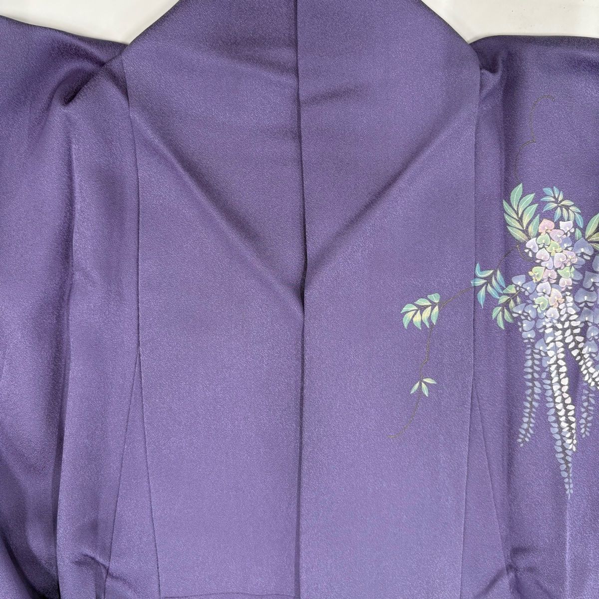 訪問着 身丈158cm 裄丈68cm L 袷 落款 藤 金彩 ぼかし 紫 正絹 秀品 【中古】