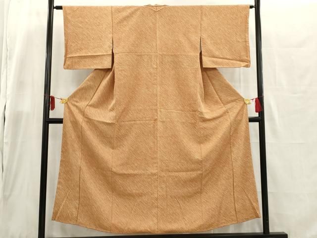 平和屋着物□上質な小紋 麻の葉文様 鬼しぼ縮緬 正絹 逸品 未