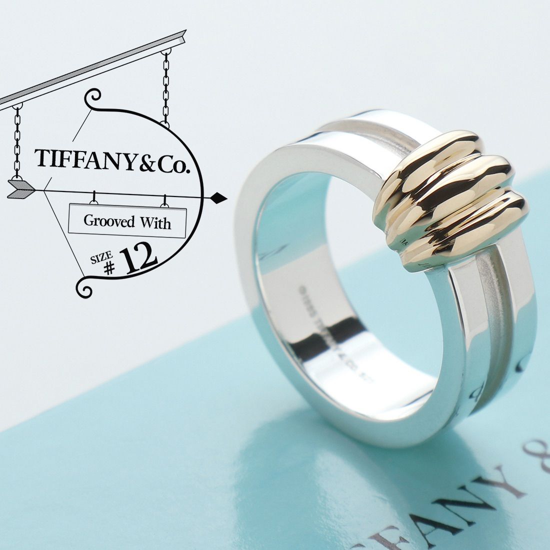 ◇極美品 TIFFANY&Co. ティファニー グルーブドウィズ リング 12号 YG イエローゴールド 750 K18 スターリング シルバー AG  925 - メルカリ