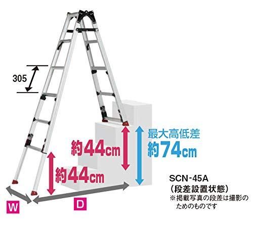2営業日で発送 ピカ 上部操作式四脚アジャスト式はしご兼用脚立スタッピーSCN型 階段用