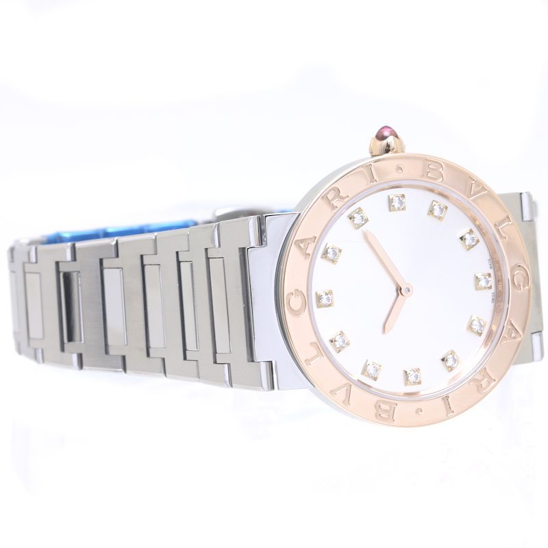 BVLGARI ブルガリ ブルガリブルガリ 103577 BBP33SG 12Pダイヤモンド【'23年購入/磨き済/電池交換済】K18PG ピンクゴールド xステンレススチール  レディース /39498【中古】【腕時計】 BVLGARI ブルガリ ブルガリブルガリ 103577 BBP33SG 12Pダイヤモンド