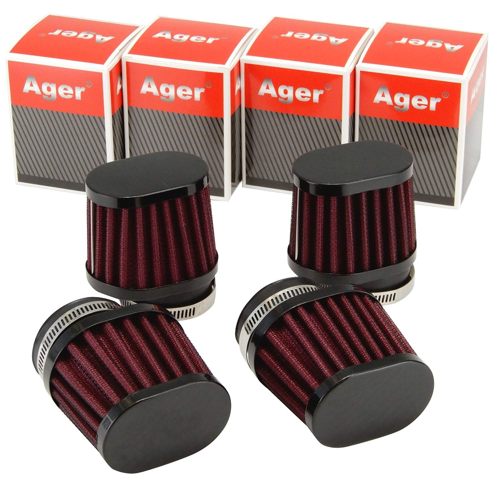 Size 48mm_Color レッド Ager 48mm オーバル パワーフィルター 黒x赤 4個