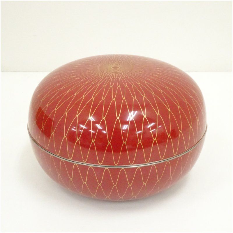 象彦造 朱漆塗網目蒔絵喰籠（共箱） 和食器 茶器 菓子器 おしゃれ