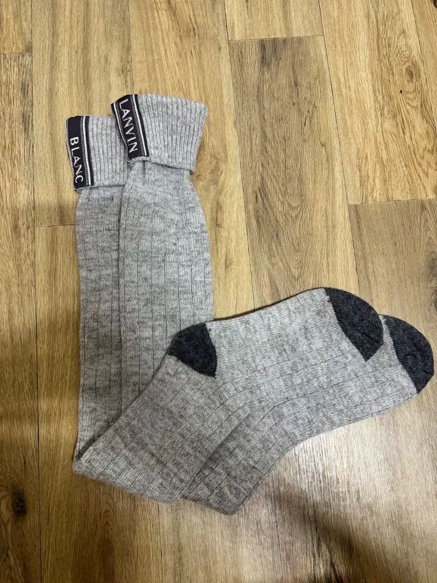 LANVIN ブラン ニーハイソックス 正規品 ウール素材 オーバニーソックス 感