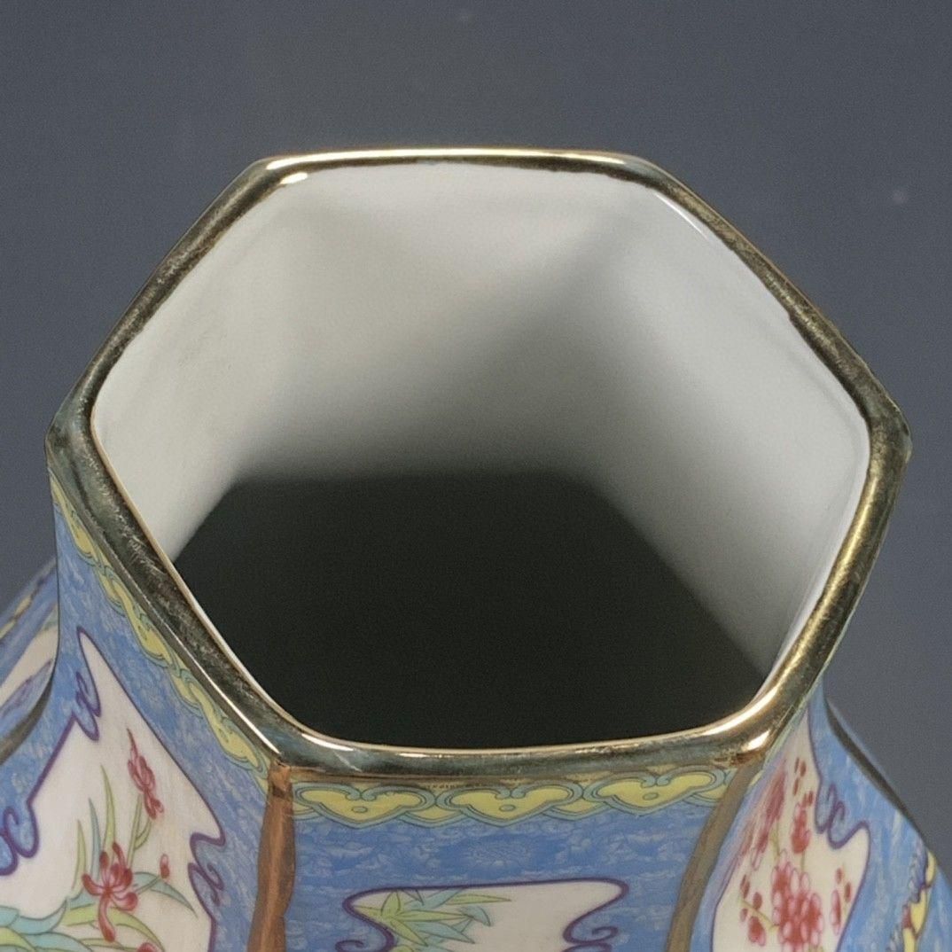 清代パステル蒔絵十二支六角尊瓶  景徳鎮 陶磁器 装飾品 現代工芸品美術品 置物 清代パステル蒔絵十二支六角尊瓶 景徳鎮 陶磁器 装飾品 現代工芸