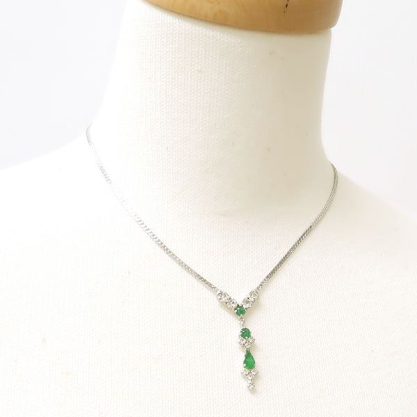 Christian Dior BIJOUX ネックレス / イヤリング シルバーカラー 緑石 