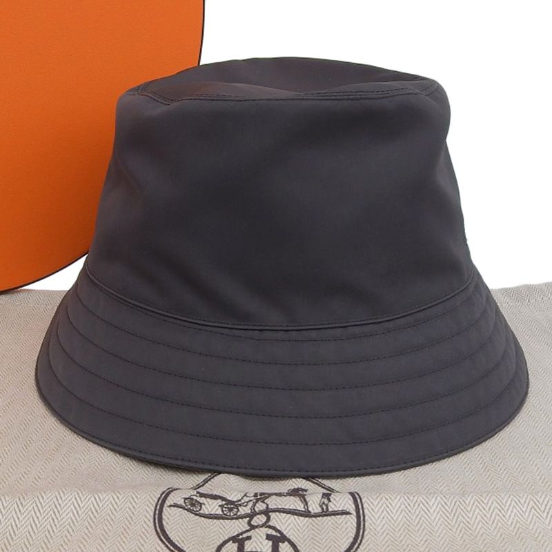 ㉙完売品 エルメス バケットハット  58 HERMES エルメス バケットハット 帽子 ナイロン グレー #58 中古