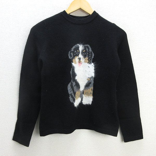 H□伊太利屋 イヌ柄 カシミヤ クルーネックニットセーター【7