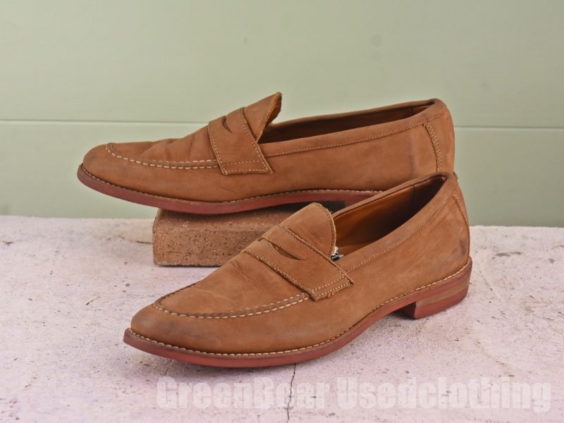 ALLEN Edmonds ビンテージ コインローファー ヌバック ワイズ細め 茶 ブラウン メンズ 11.5B 29.5cm B091