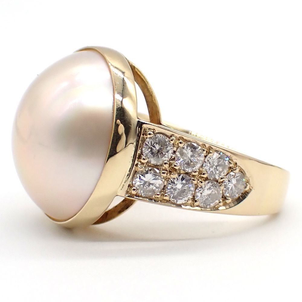 K18金マベパール＆ダイヤモンドリング