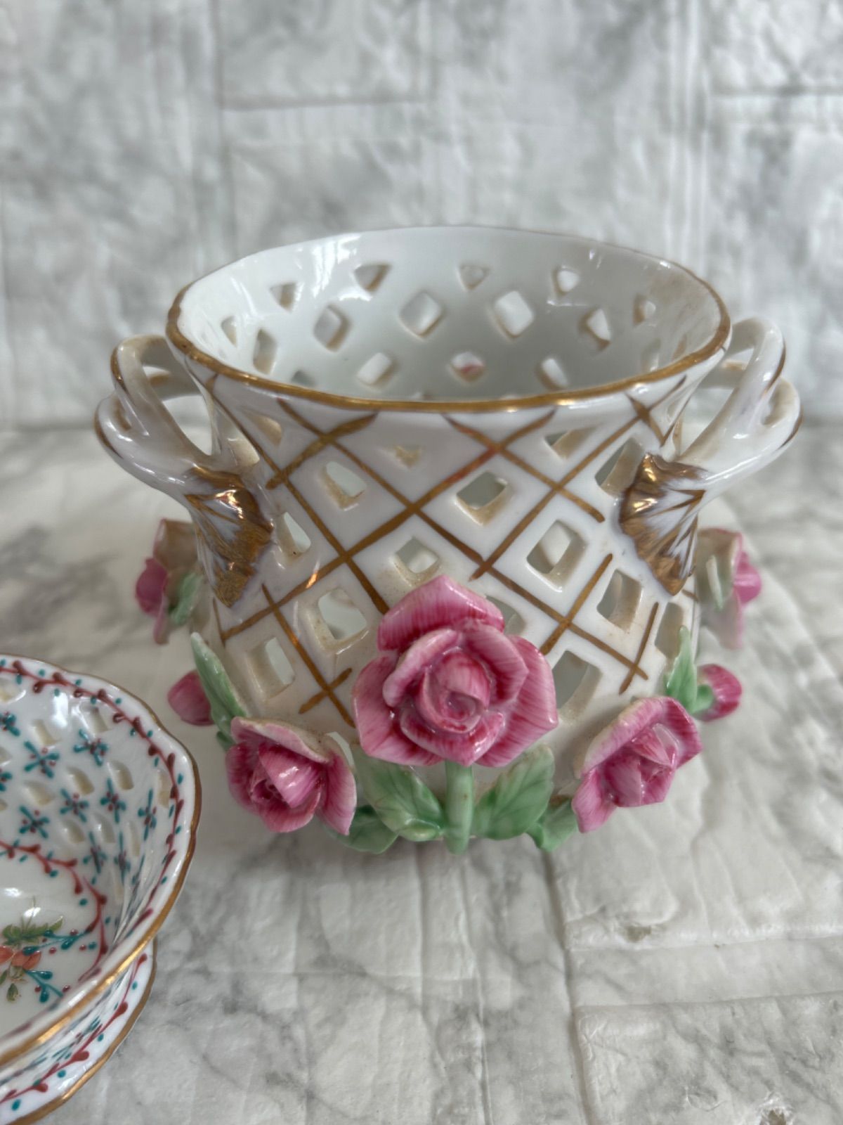 Franc franc ローズ 薔薇 ブーケ ロココ調 アンティーク 小物入れ