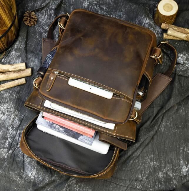 リュック メンズ 本革 牛革 スクエア PC収納 A 4 レザー 大容量 リュックサック バックパック ビジネスリュック