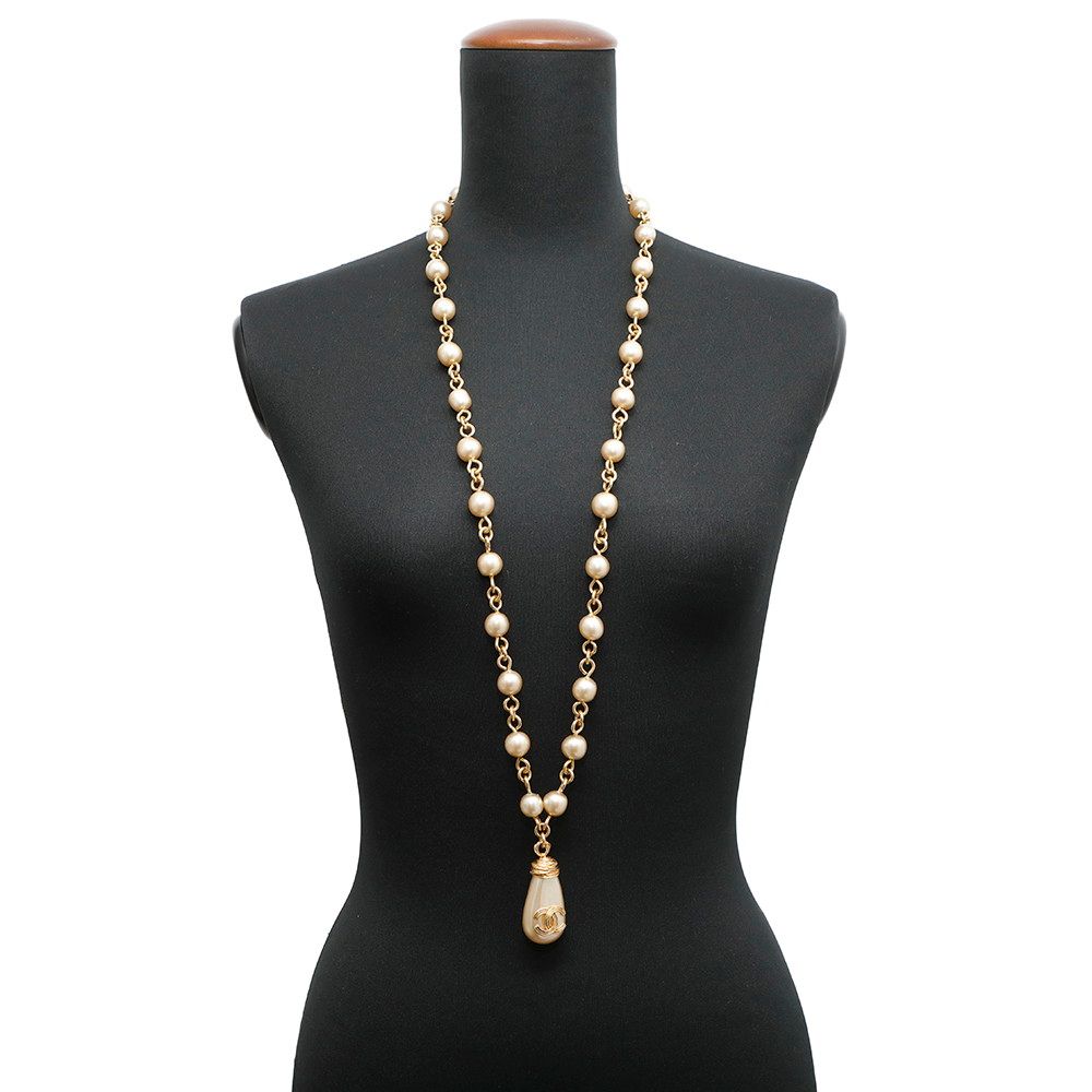 シャネル ロングネックレス ヴィンテージ ココマーク フェイクパール