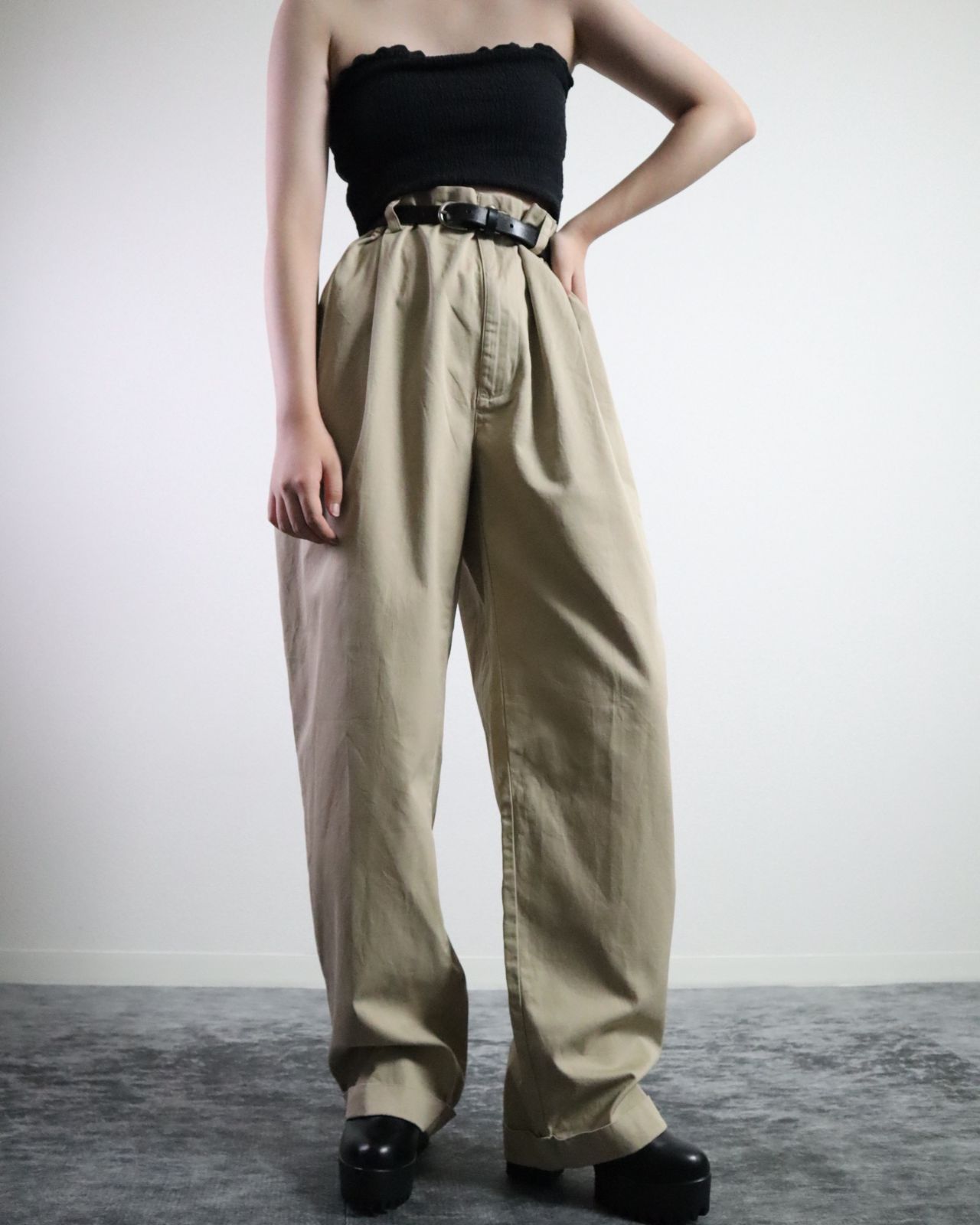 90s ラルフローレン ワイド クラシック 2タック チノパン W38 白系 1990s Polo by Ralph Lauren 2tuck wide classic chino pants 90