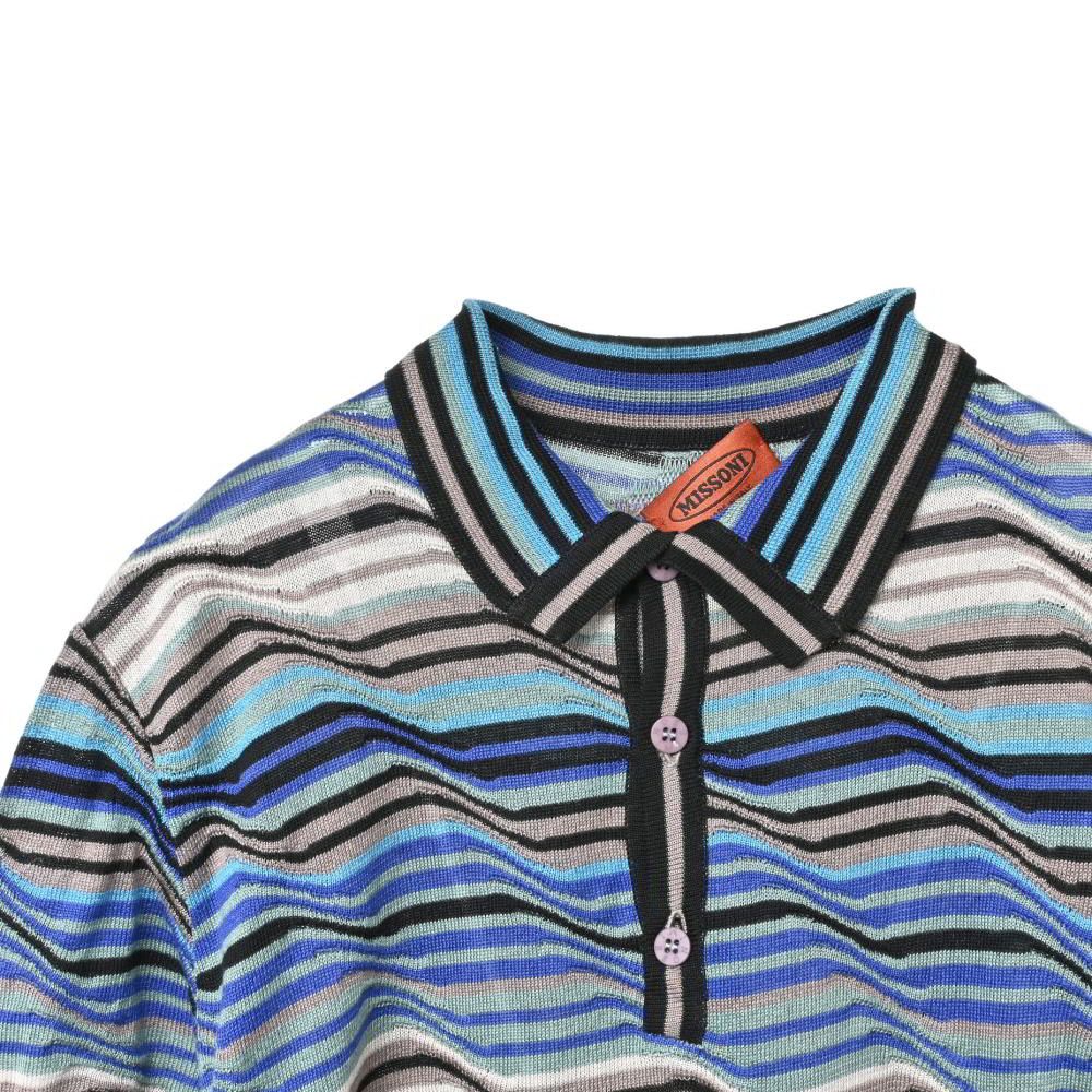 MISSONI SPORT ニット ポロシャツ MISSONI ミッソーニ 半袖 ポロシャツ ニット イタリア製 総柄