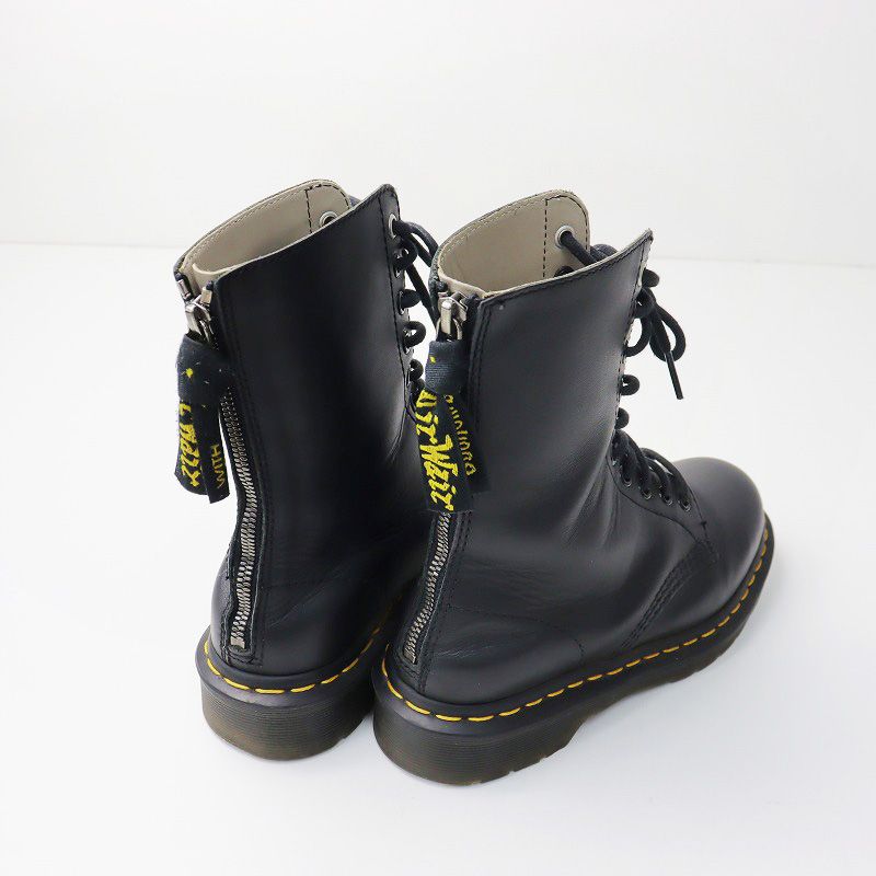 コラボ 定価5.7万 ワイズ × ドクターマーチン Y's × Dr.Martens 10EYE BOOT ジップ 10ホールブーツ 6/ブラック 23cm【2400013845267】