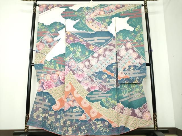 平和屋着物○名門 藤娘きぬたや・総絞り 振袖 霞吉祥花文 正絹 逸品  