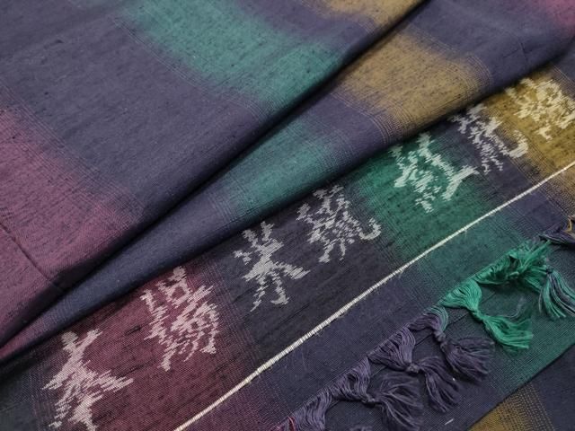 平和屋着物●本場米琉　紅花紬　米沢　間道　反端付き　正絹　逸品　未使用　CAAY8225gh 平和屋着物○本場米琉 紅花紬 米沢 間道 反端付き 正絹 逸品 未使用