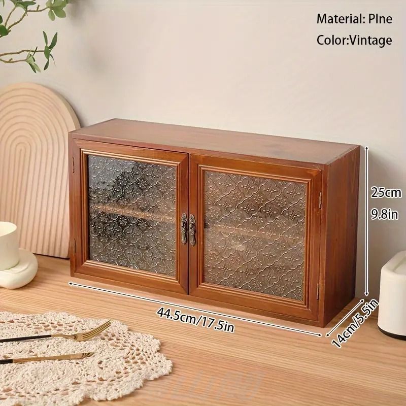 キャビネット 食器棚 棚 ミニ食器棚 収納ボックス 木製 卓上 ミニチェスト 透明窓 扉付き おしゃれ 小物 食器 デスクトップ収納 キッチン USTAUSTRALIA_COM_AU