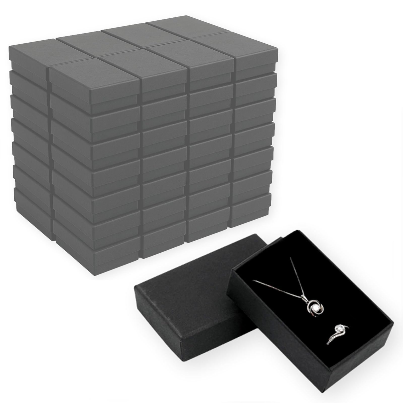 数量 アウプル クラフト ギフトボックス18×12個セット ラッピングボックス ジュエリー ネックレス ピアス 指輪 プレゼント ボックス DIY 販売 長方形 黒