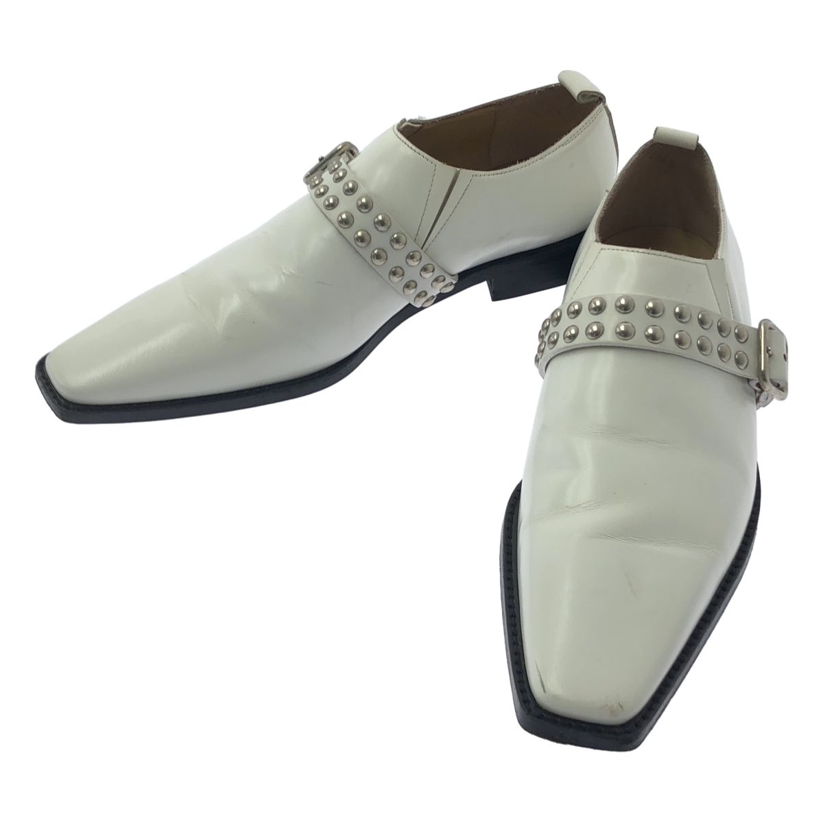 COMME des GARCONS コムデギャルソン レザー スタッズストラップ シューズ 革靴 23.5 ホワイト レディース
