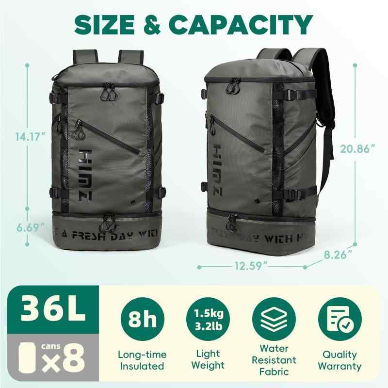 HIMZ WARRIOR 旅行 キャンプ クーラー バックパック ラップトップバッグ L, グリーン, 2XL, ハイキングバックパッククーラー。 HIMZ WARRIOR 旅行 キャンプ クーラー バックパック ラップトップ