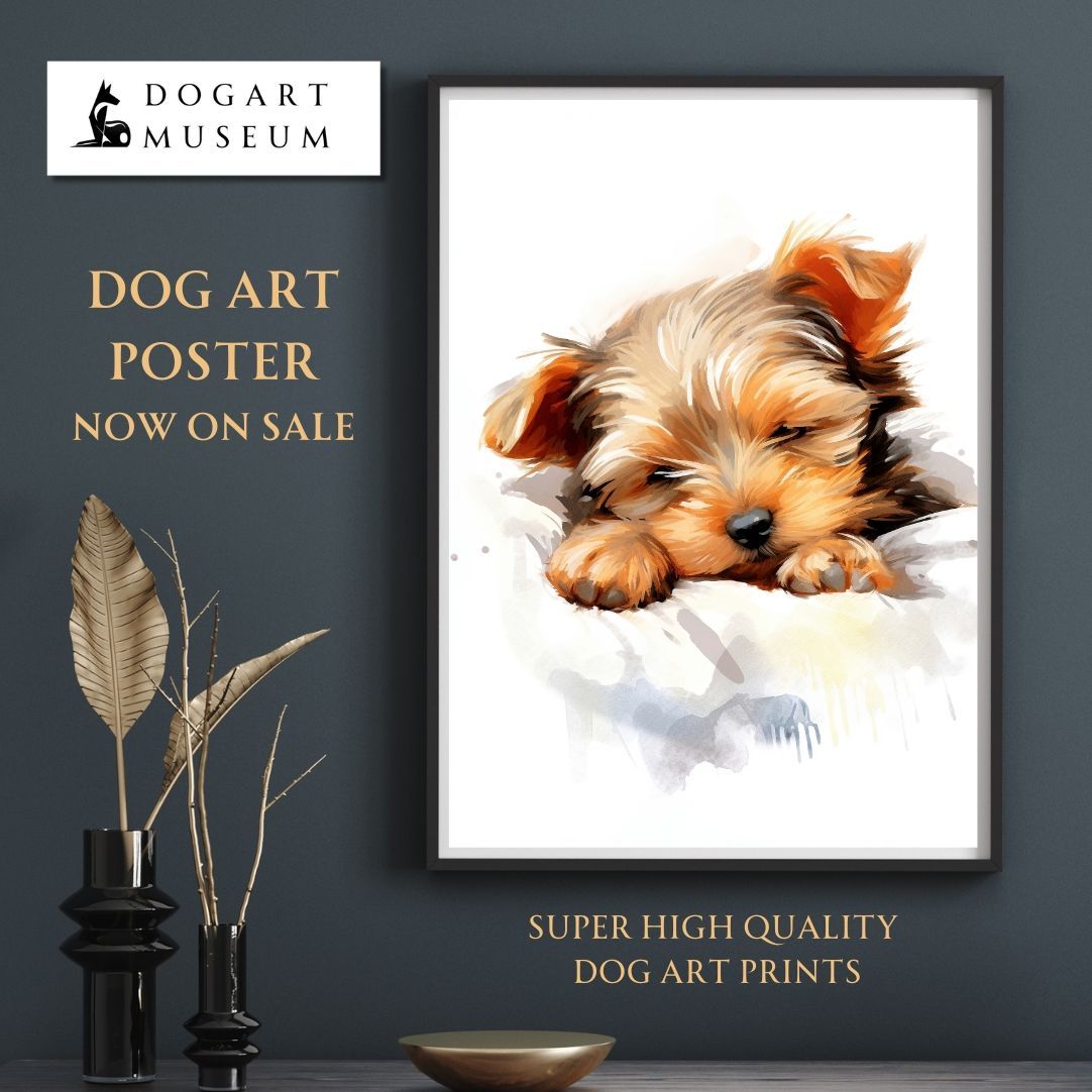 英ポリアンナ・ピカリング作 ヨークシャーテリア仔犬のプリントアート