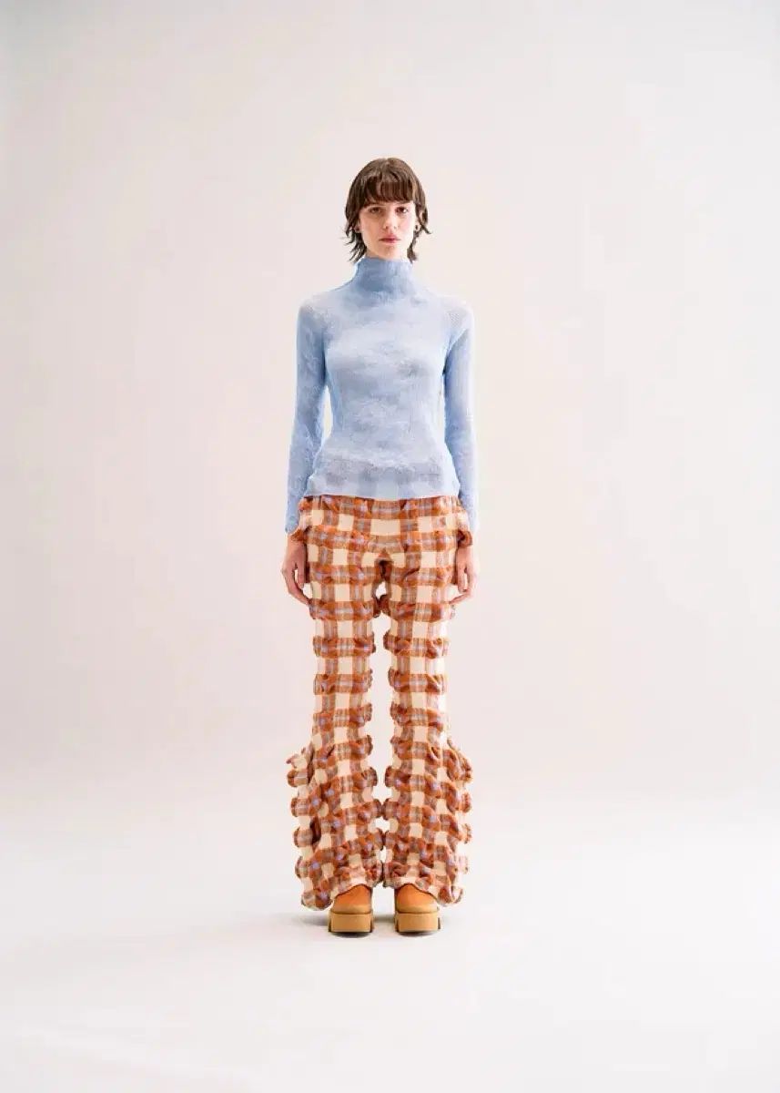 イッセイミヤケ シフォン ハイネック オレンジ ISSEY MIYAKE(イッセイ