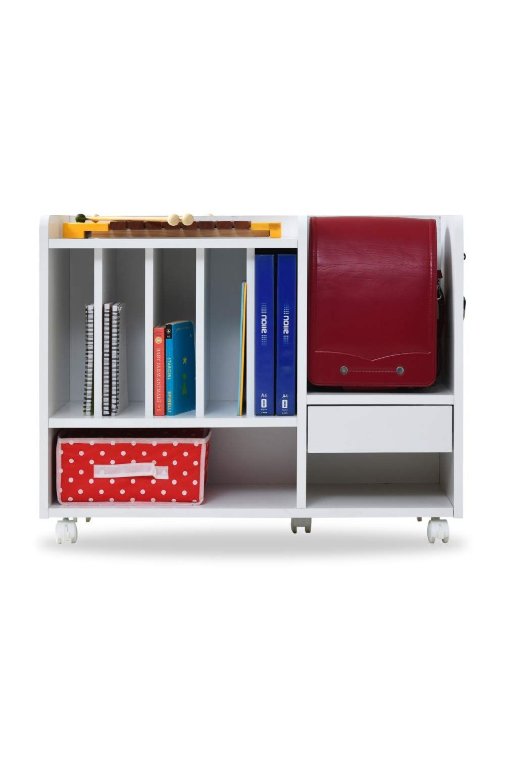 カウンター下 幅80 高さ62 ランドセルラック 奥行30 キャスター付き 絵本ラック JKプラン FRM-0125-WH ホワ