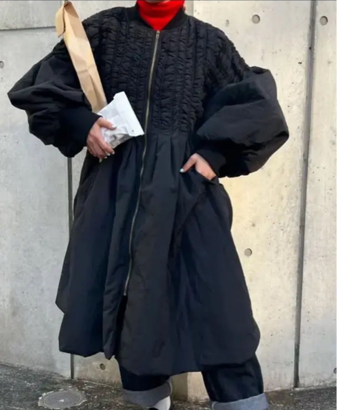 Lanan ラナン　ボリュームスリーブキルティングワンピースブルゾン【完売品】 lanan ラナン ボリュームスリーブキルティングワンピース