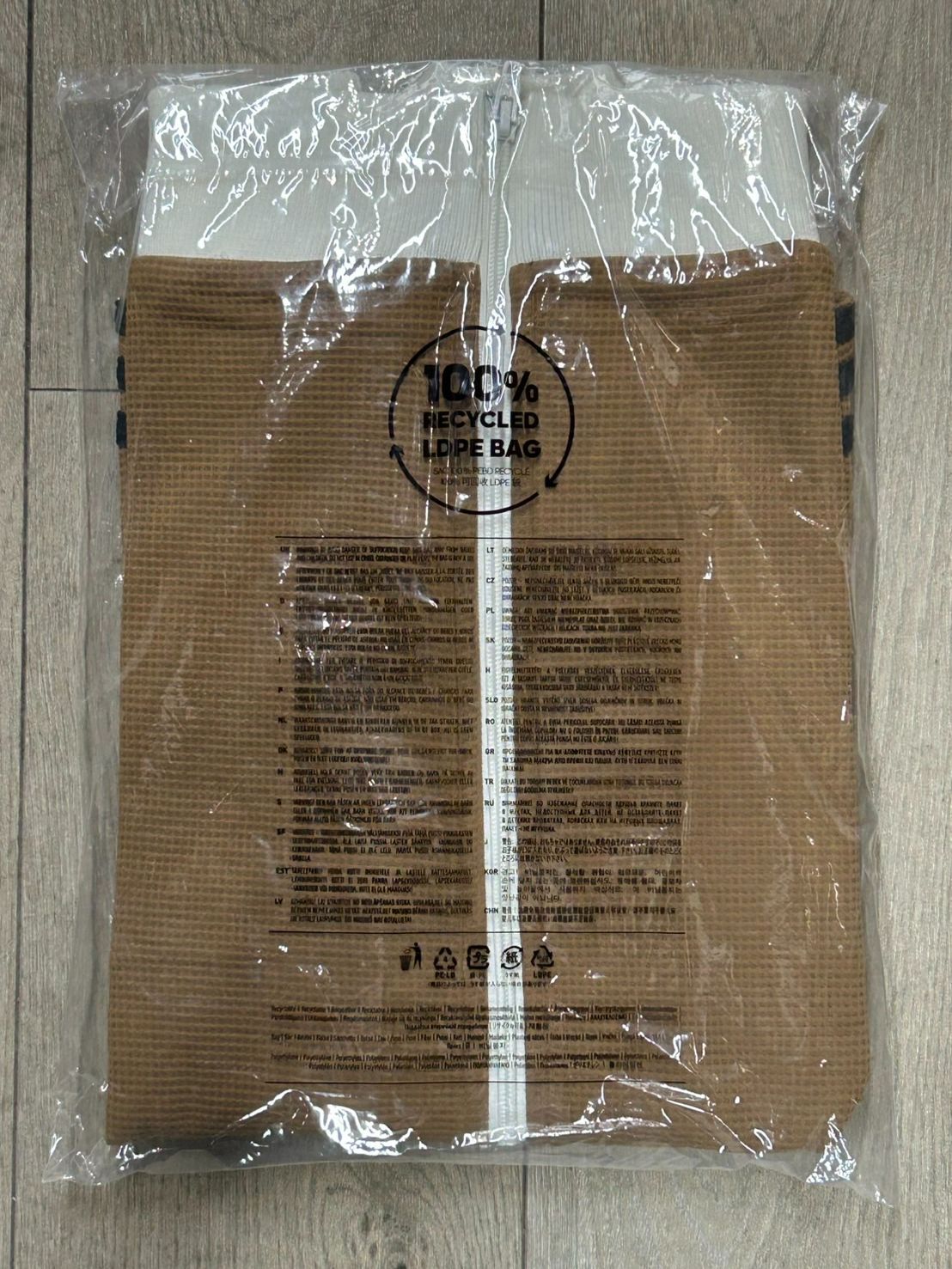  Sサイズ アディダス 刺繍 ワッフル トラックジャケット adidas ライトブラウン アクセント服 ジャージ トップス