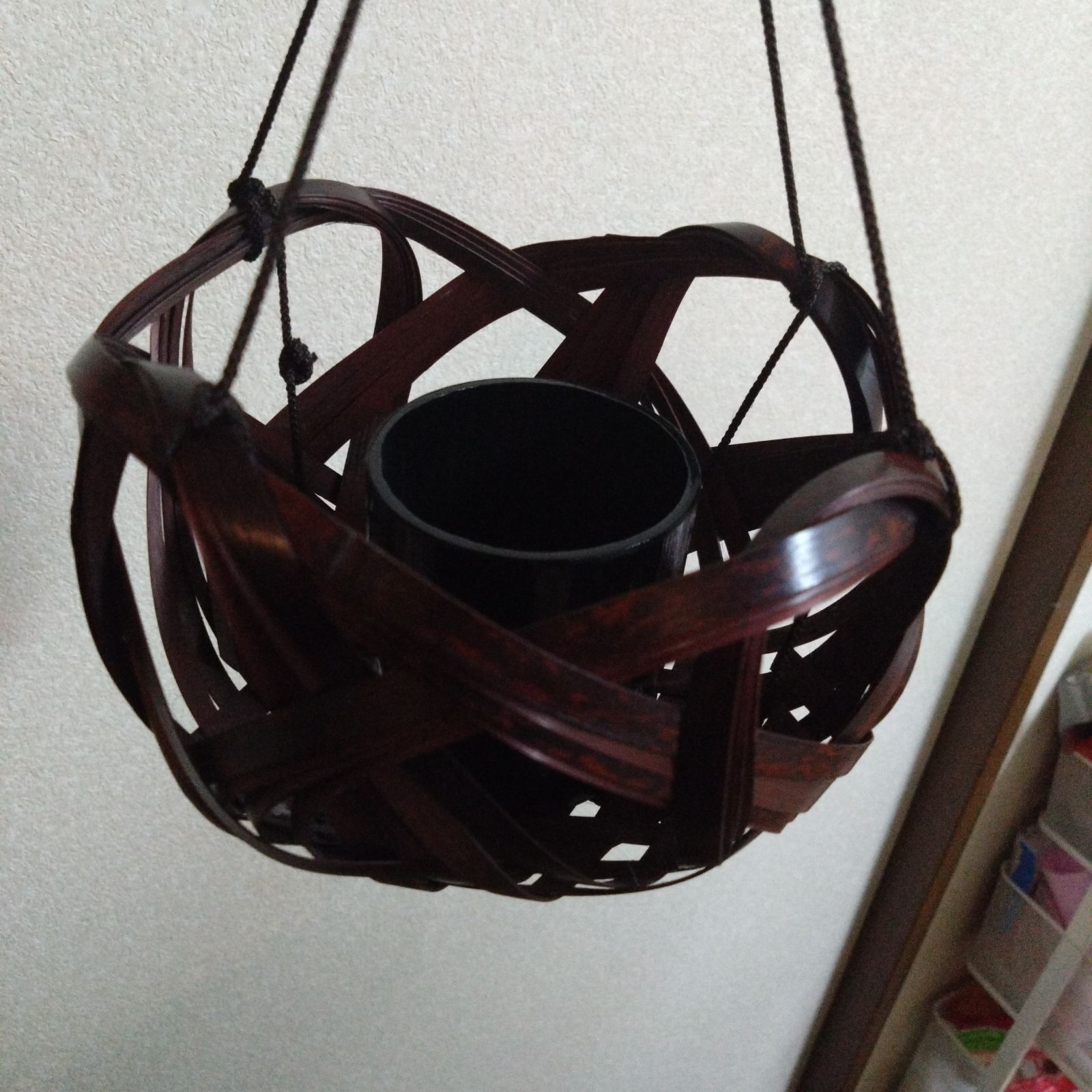 竹籠 吊り下げ花器 吊り下げ棒大小2本つき 日本伝統工芸 竹製 
