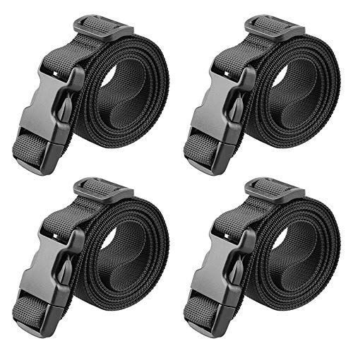 1＂ Wide - 60＂ Long_ブラック MAGARROW 40インチ 60インチ ストラップ バックル パッキングストラップ 調節可能 1インチベルト， ブラック (4点パック)， 1＂ Wide - 60＂ Long