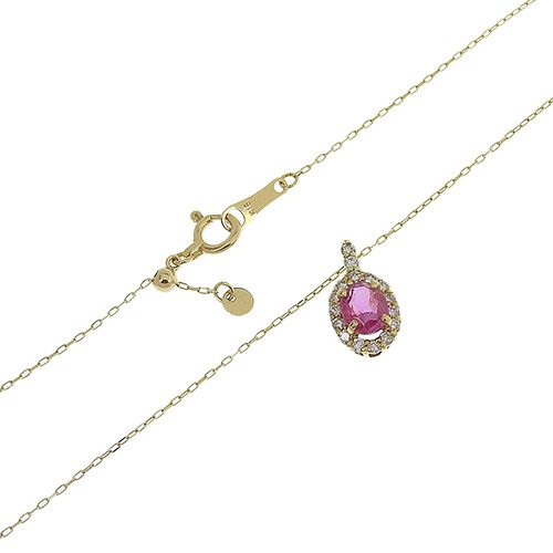 R0.6/D0.15 ダイヤモンド ルビー ネックレス K18 イエローゴールド YG  