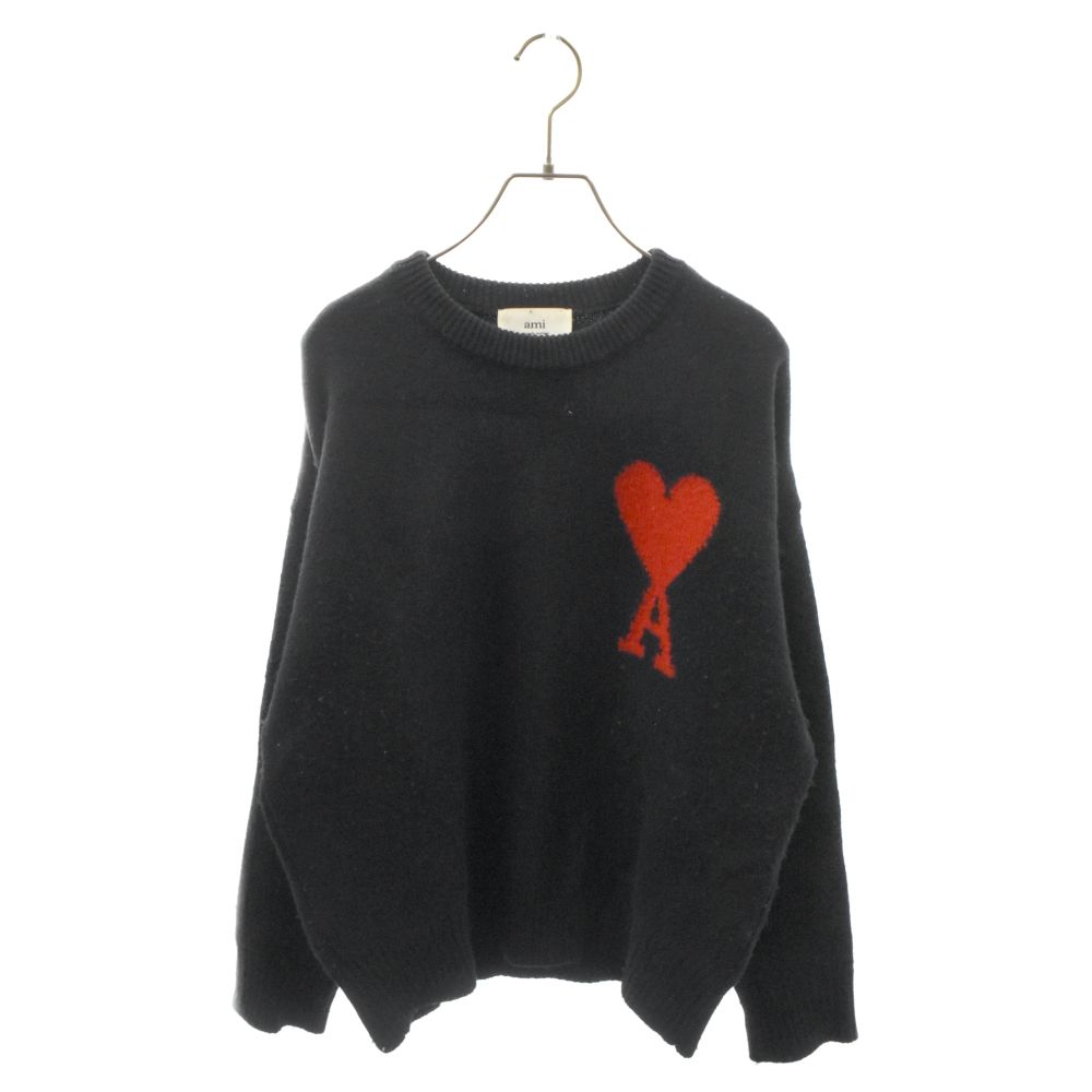 AMI Alexandre Mattiussi (アミアレクサンドルマテュッシ) AMI DE COEUR ハートロゴクルーネックニットセーター ブラック UKS002.018