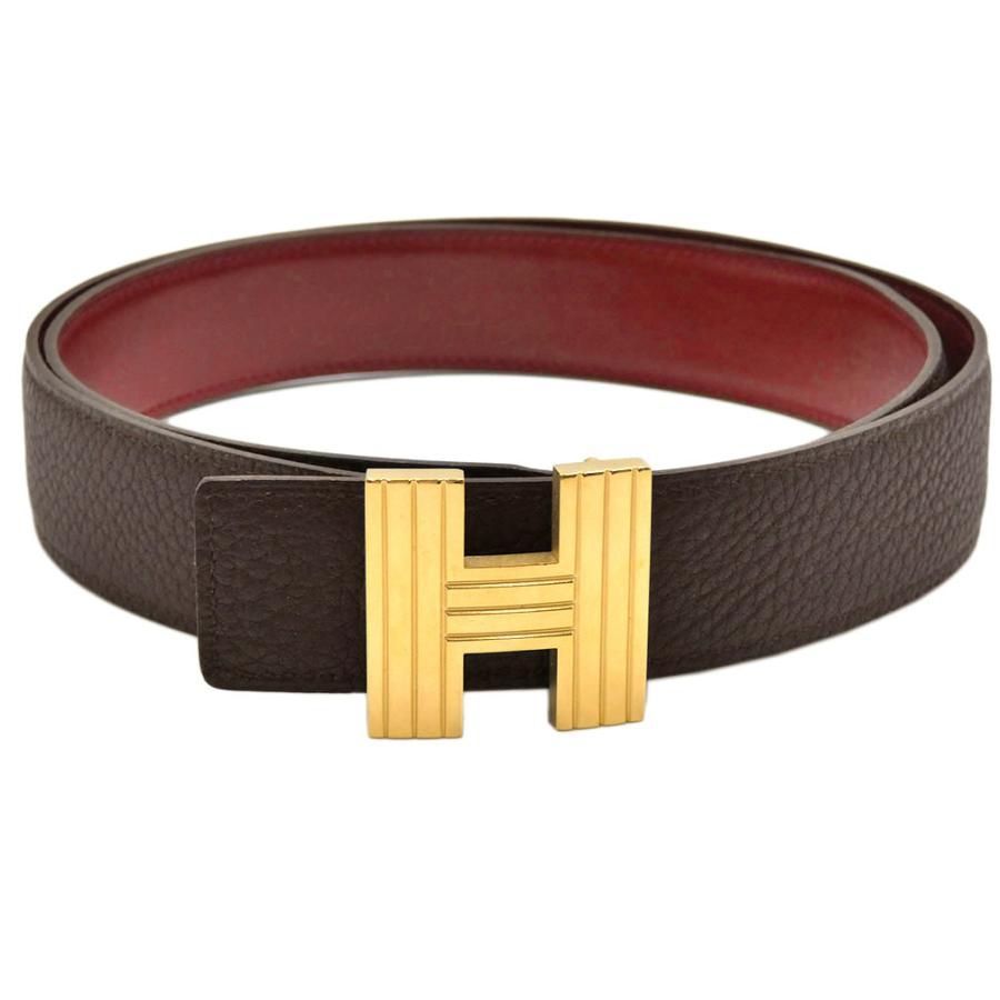 中古 エルメス ベルト HERMES トゴxボックス リバーシブル Hベルト □E 