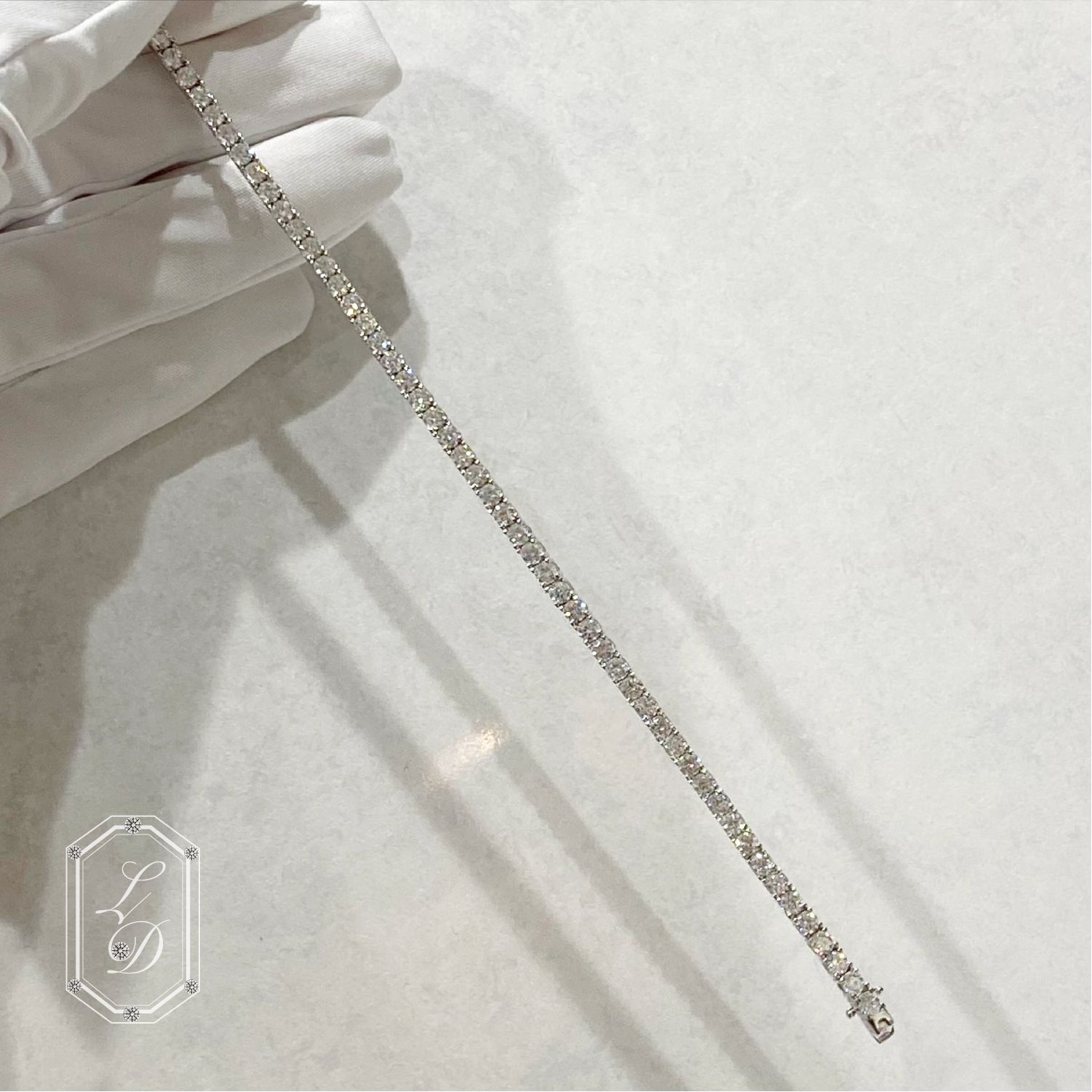 3mm／18cm モアサナイトテニスブレスレット S925プラチナ加工 金アレ 