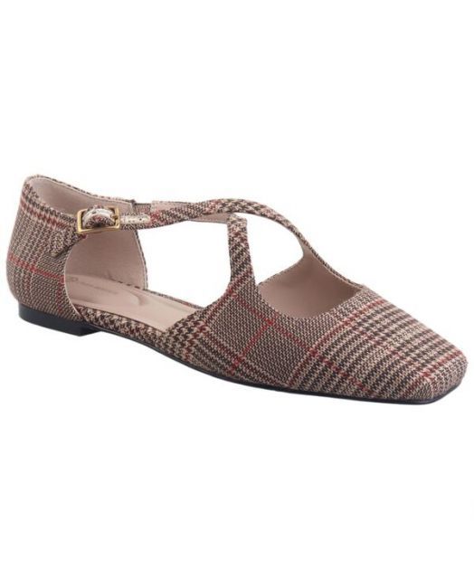 送料無料 ジャーニ ベルニーニ レディース パンプス シューズ Women s Perrie Crisscross Strap Flats Houndstooth