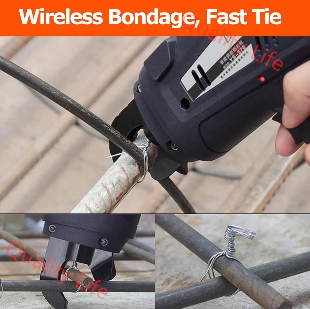 リチウム電池式鉄筋結束機 結束範囲7~38mm 4400mAh電池2個付き自動手持ち式鉄筋結束機 工場 倉庫 建設現場 建物向け