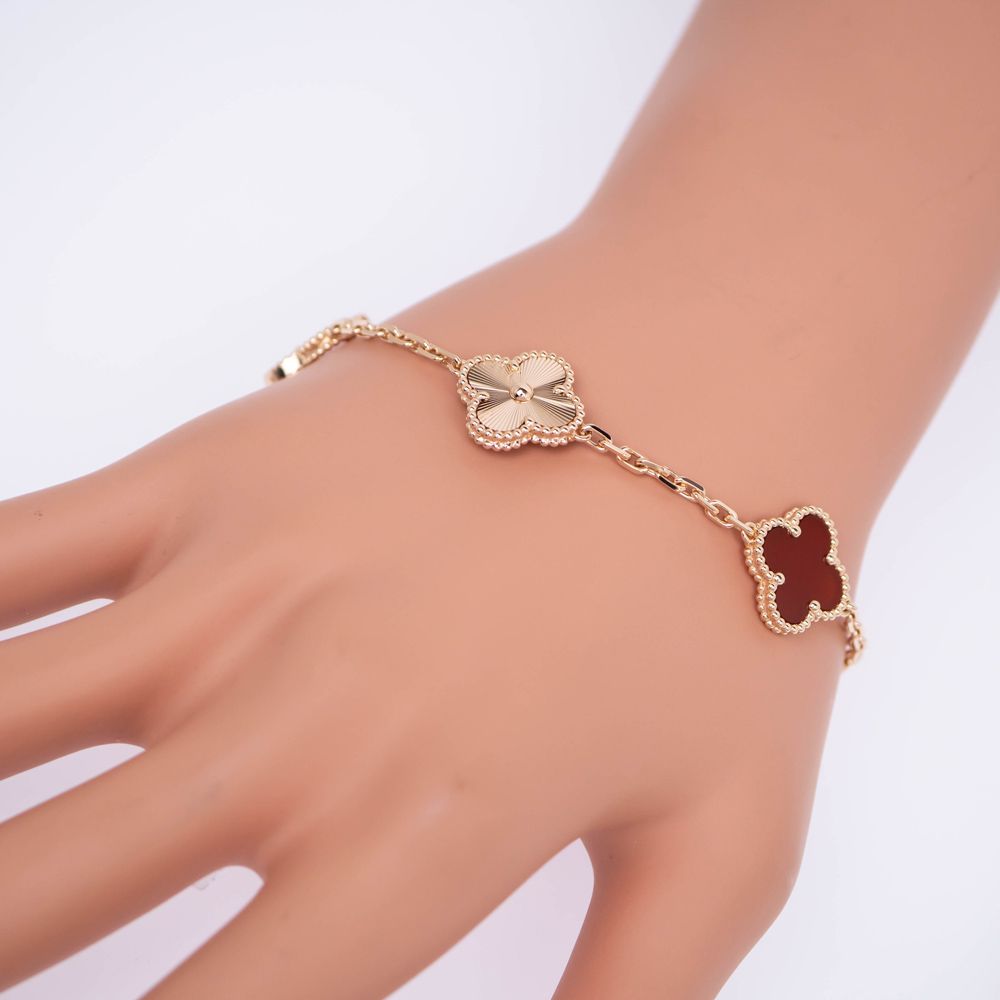 ヴィ﻿ンテ﻿ージ‌アル‌ハン﻿ブラ 5モチーフ カーネリアン ブレスレット Van Cleef ＆ Arpels Cleef&Arpels VCA ヴァンクリーフ&アーペル
