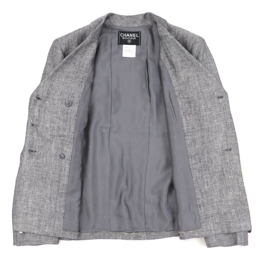 美品 シャネル ヴィンテージ 98P リネン スカートスーツ レディース  