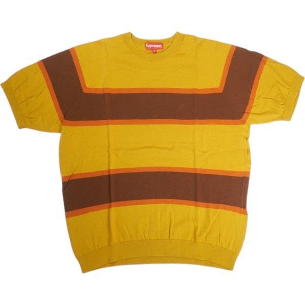 Size M SUPREME シュプリーム Border Knit S|S Sweater 半袖ニットセーター マスタード -良い 20819102