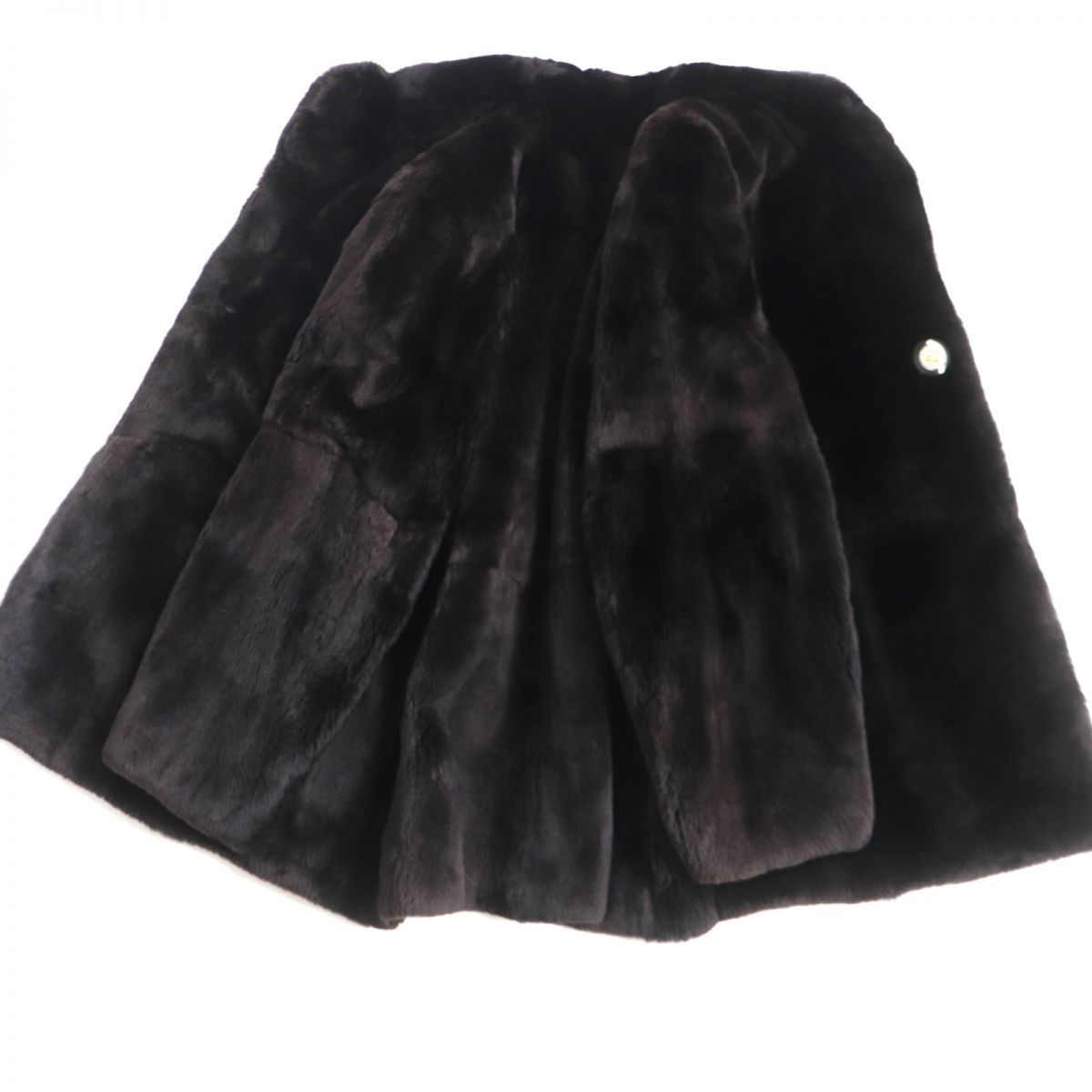 極美品▽シェアードヌートリア 本毛皮コート ダークブラウン F 毛質
