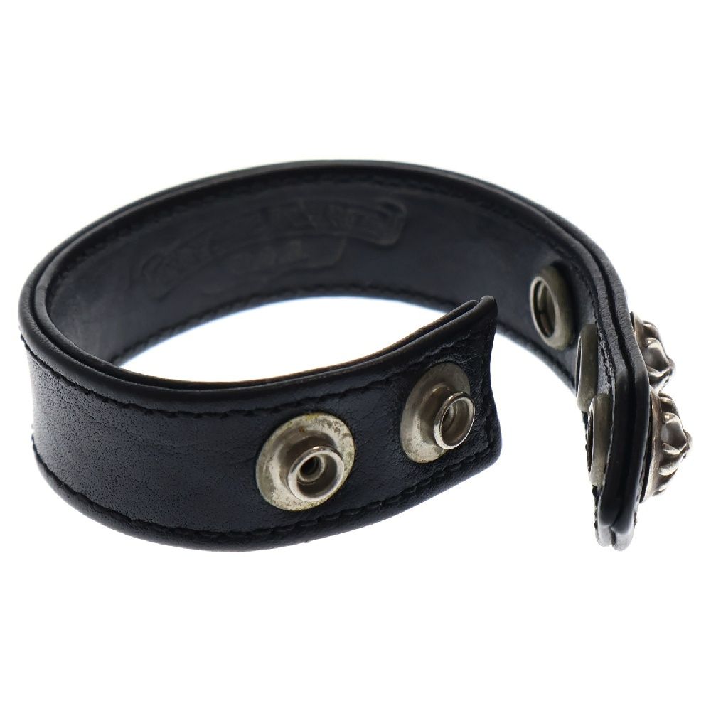 chrome hearts 3btn 2snp レザーブレスレット ブラック CHROME HEARTS(クロムハーツ) 3BTN 2SNP スターボール 3ボタン2