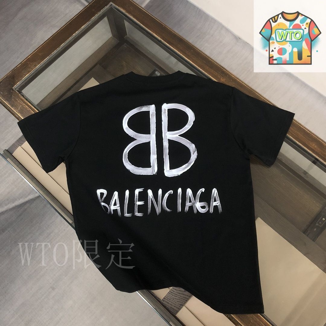 BALENCIAGA 50-50 Tシャツ 個性的 カラーコントラスト デザイン BALENCIAGA(バレンシアガ) / モザイクピクセルドットロゴ