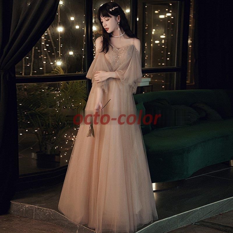 総スパンコールにパフスリーブのリボン付き イブニングドレス 楽天市場